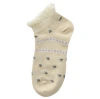 Little Bear Socks Women's short socks, shallow mouth, spring, autumn and summer, ins trendy thin style, cross-border cute, Japanese lace checkered boat socks Item Picture